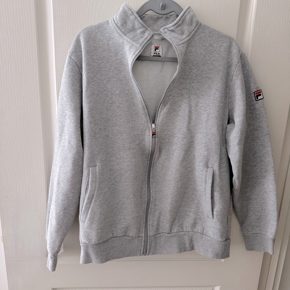 Fila Zip-Up Heather Gray Fleece Jacket Sz L